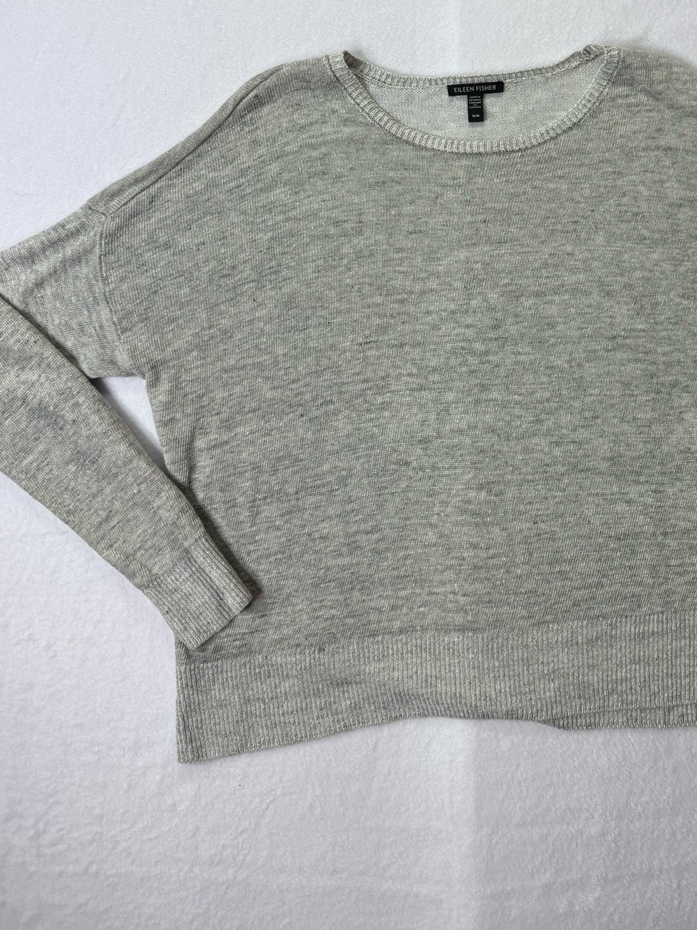 Eileen Fisher Women’s M Gray 100% Organic Linen Relaxed Pullover Sweater - Picture 9 of 10